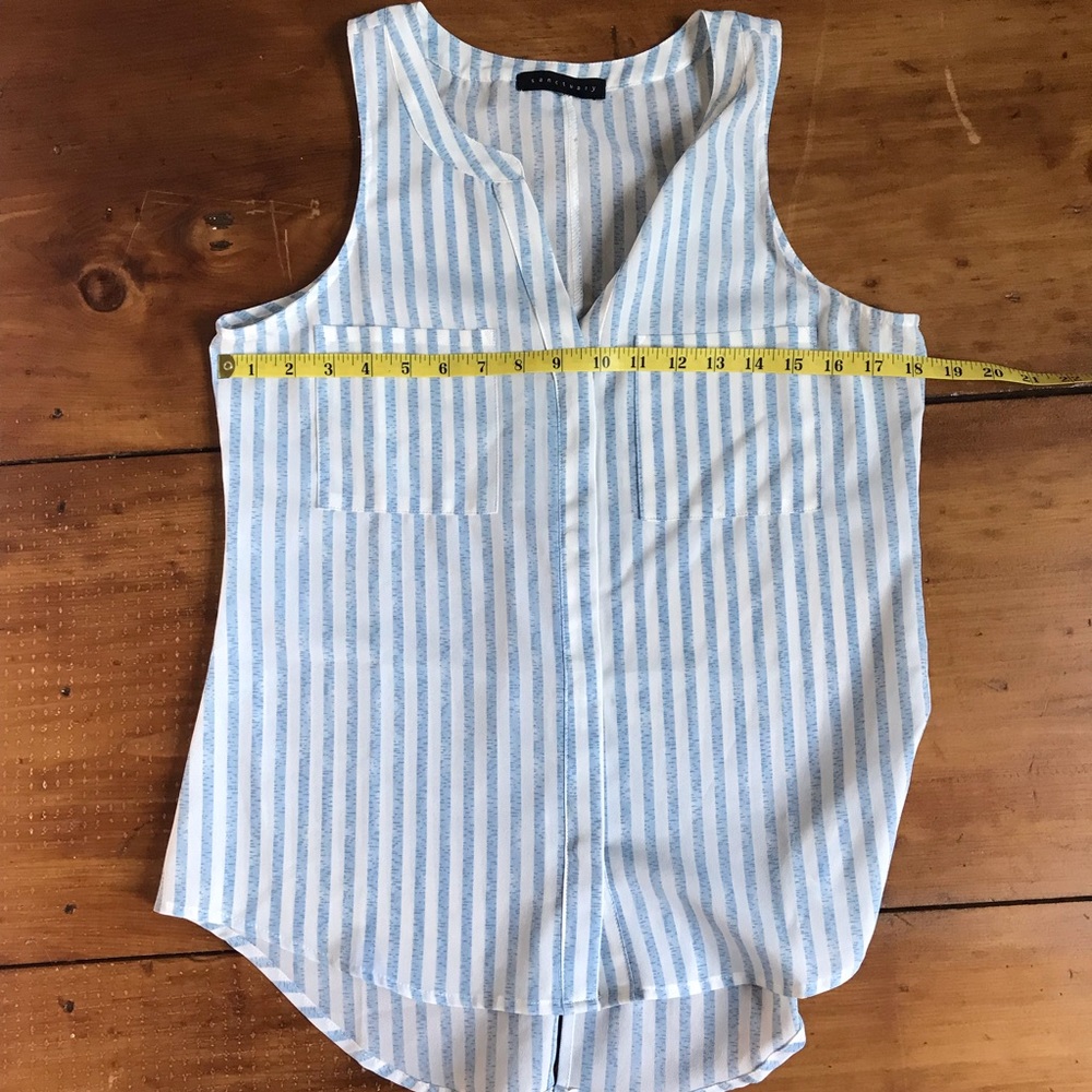 Sanctuary Blue & White Sheer Button Down Top/Blouse - Picture 3 of 11